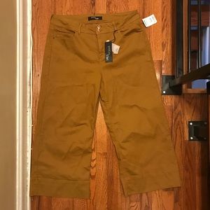 Dark Khaki wide Leg Crop Pants